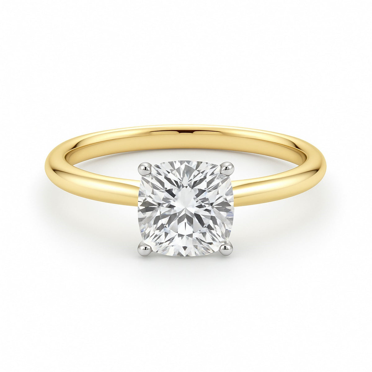 1.50Ct Cushion Lab Grown IGI G/VS1 Diamond Ring in 10K Yellow Gold