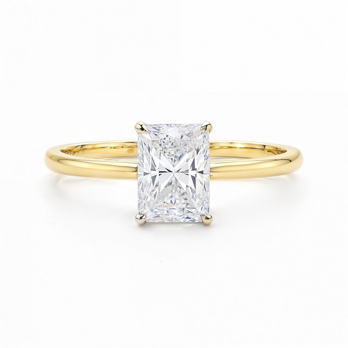 1.50Ct Radiant Lab Grown IGI G/VS1 Diamond Ring in 10K Yellow Gold