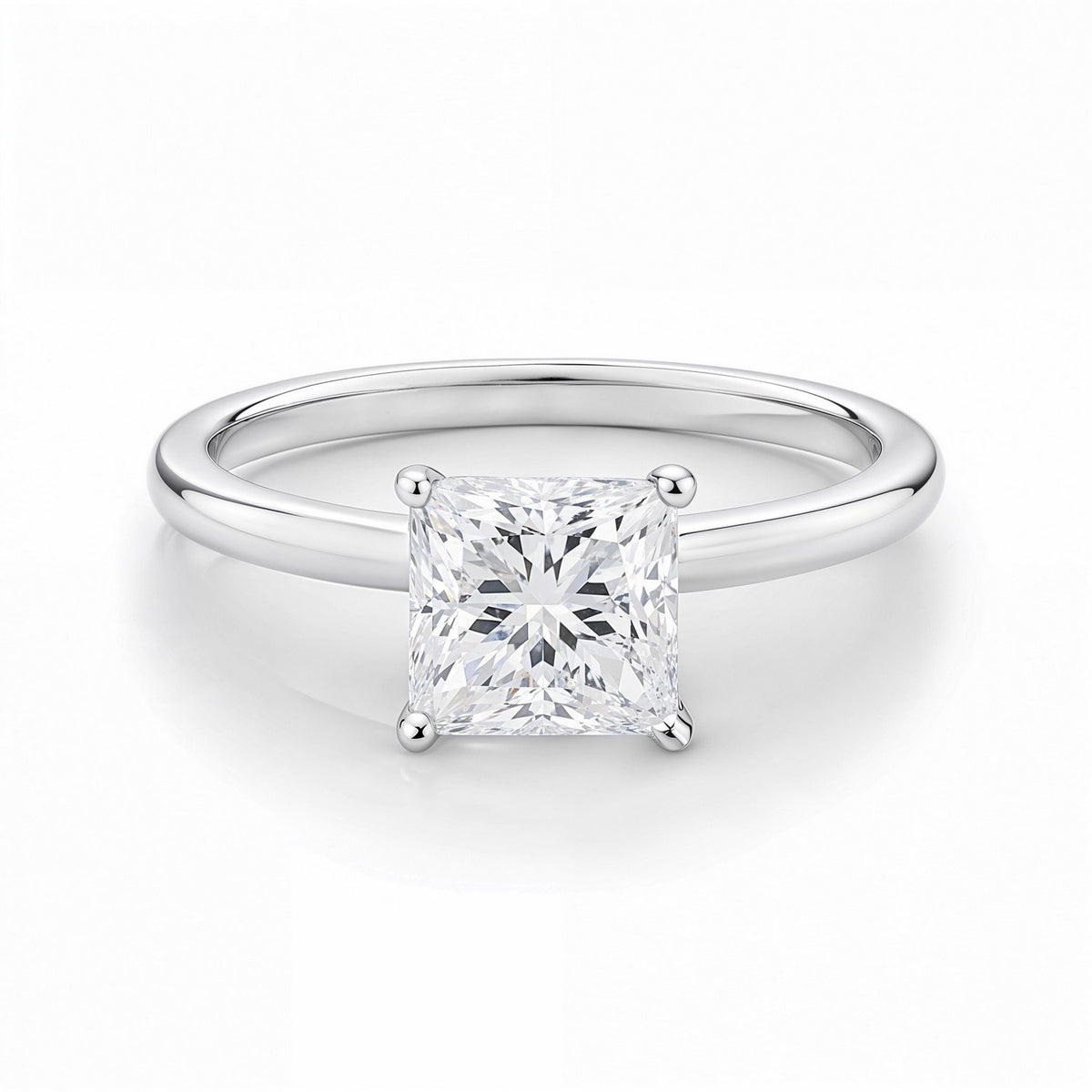 1 Carat Princess Lab Grown IGI G/VS1 Diamond Solitaire Ring in 10K White Gold