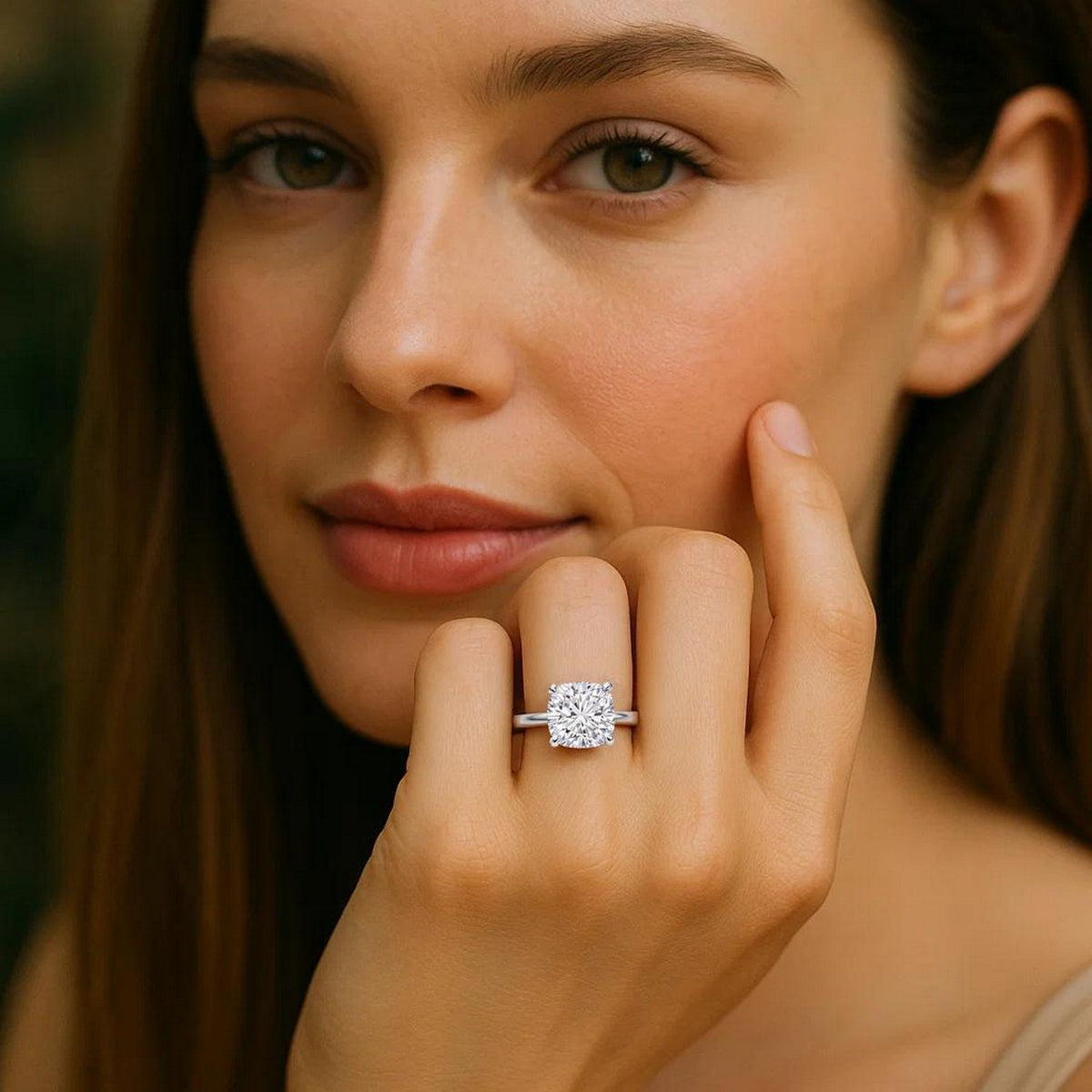 2 Carat Cushion Lab Grown IGI G/VS1 Diamond Solitaire Ring in 10K White Gold