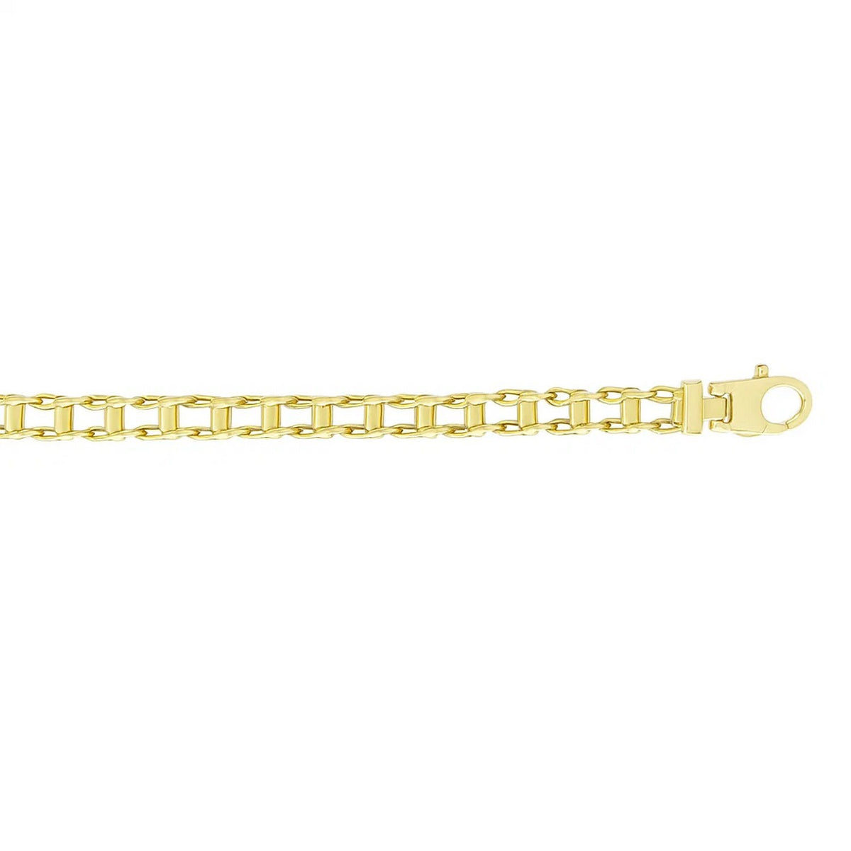 14k Yellow Gold Mens Bracelet with Rail Motif Links (5.00 mm)