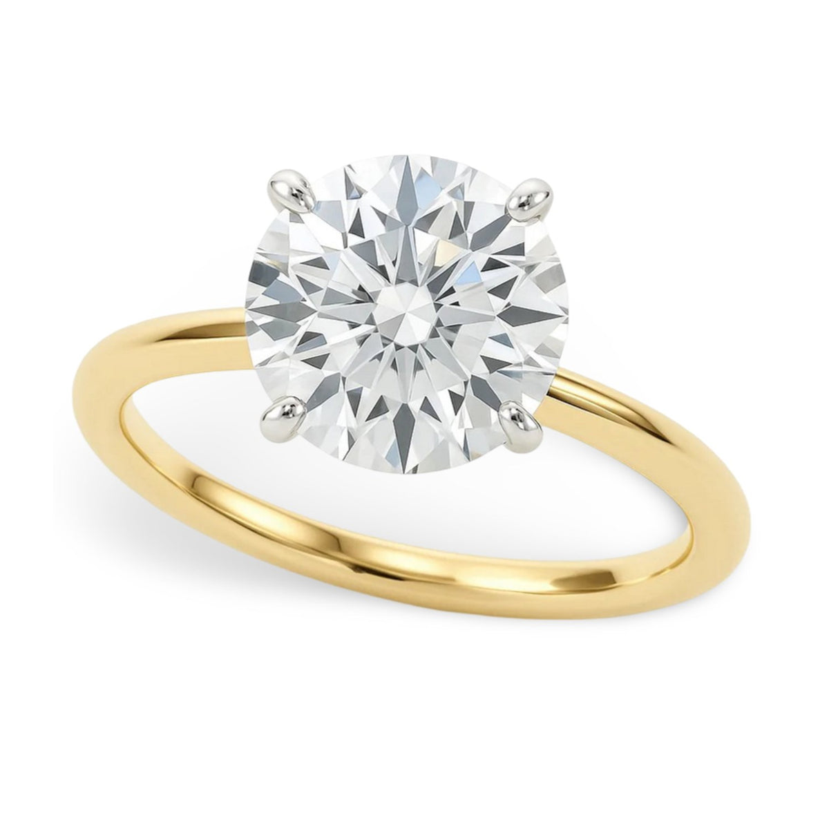 2 Carat Round Lab Grown IGI G/VS1 Diamond Solitaire Ring in 10K Yellow Gold