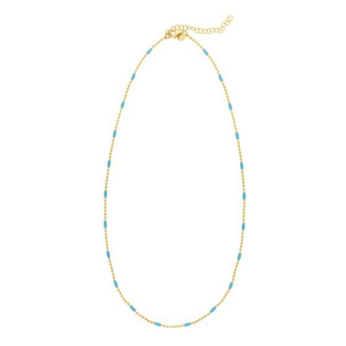 Sterling Silver Gold Plated Blue Enamel Beaded Necklace
