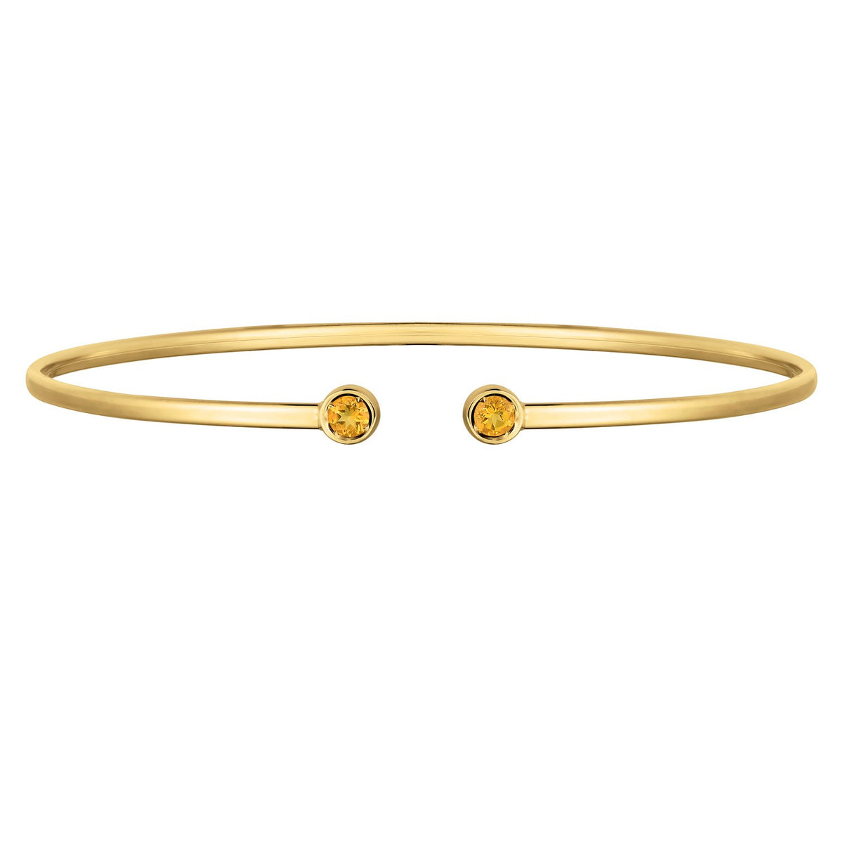 14K Yellow Gold Citrine Open Cuff Bangle (2.00 mm)