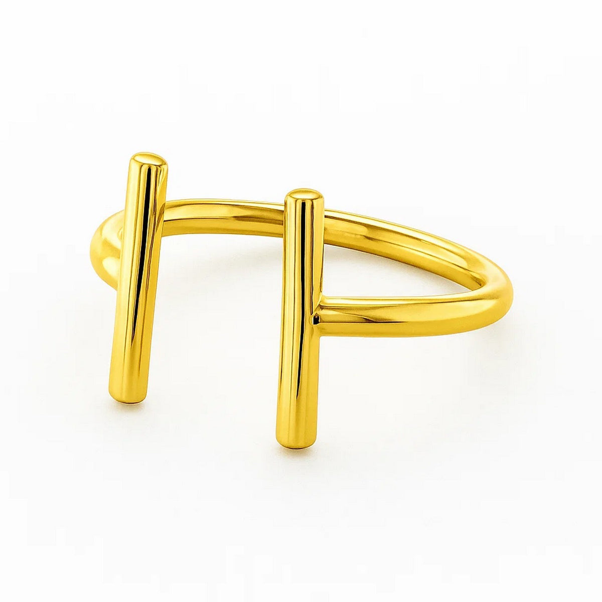 14k Yellow Gold Open Ring with Bars